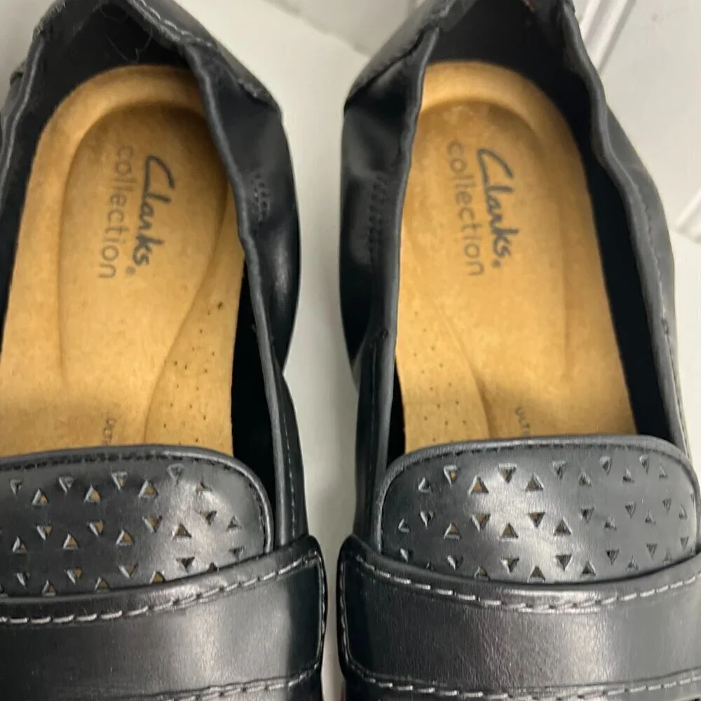 Clarks Collection Black Leather Lyrical Way Loafer Size 9